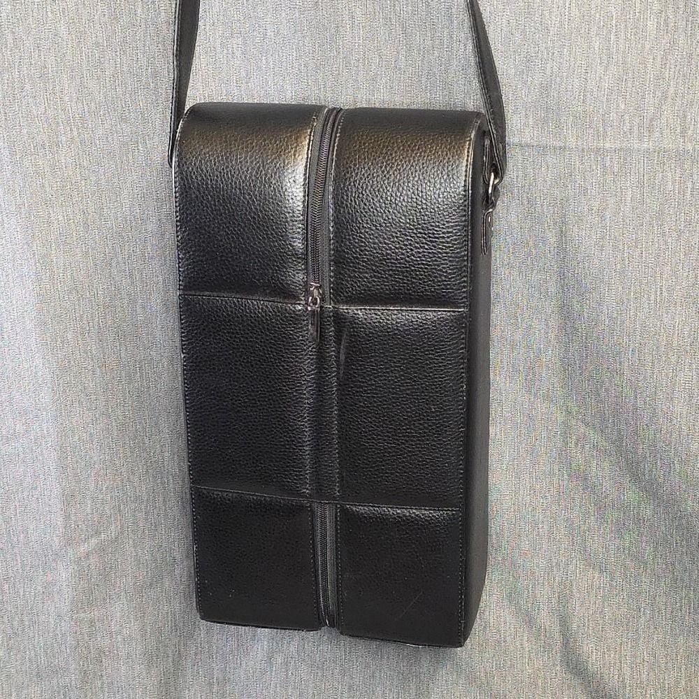 Vintage Leather And Velvet Double Wine Bottle‎ Carrying Case Classy Outing...